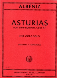 Albeniz Asturias (suite Espanola) Op47 Solo Viola Sheet Music Songbook