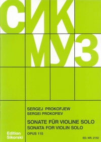 Prokofiev Sonata Op115 Solo Violin Sheet Music Songbook