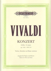 Vivaldi Concerto Op3 No 3 G Rv310 Heller Vln & Pf Sheet Music Songbook