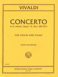 Vivaldi Concerto Op12 No 1 Gmin Rv317 Galamian Sheet Music Songbook
