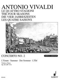 Vivaldi 4 Seasons Op8 No 2 Summer Violin Sheet Music Songbook