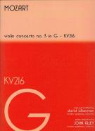 Mozart Concerto K216 No 3 G Alley/alberman Violin Sheet Music Songbook