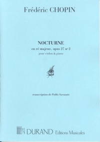 Chopin Nocturne Op27/2 D Sarasate Violin & Piano Sheet Music Songbook