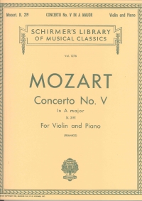 Mozart Concerto K219 No 5 Amin Violin & Piano Sheet Music Songbook