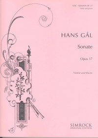 Gal Sonata Op17 Violin & Piano Sheet Music Songbook