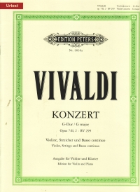 Vivaldi Concerto G Op7 No 2 Bk 2 (fechner) Violin Sheet Music Songbook