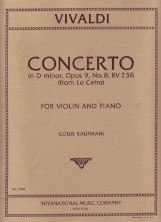 Vivaldi Concerto Dmin Op9 No 8 Violin & Piano Sheet Music Songbook