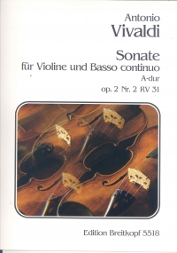 Vivaldi Violin Sonata Amaj Op2/2 Rv31 Violin&piano Sheet Music Songbook