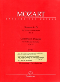 Mozart Violin Concerto No 2 Dmaj K211 Violin&piano Sheet Music Songbook