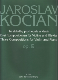 Kocian Three Compositions For Violin & Piano Op19 Sheet Music Songbook