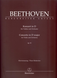 Beethoven Concerto D Op61 Violin & Orch (piano) Sheet Music Songbook