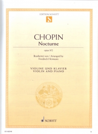 Chopin Nocturne Eb Op9 No 2 Violin & Piano Sheet Music Songbook