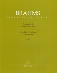 Brahms Sonata Op108 Dmin Violin & Piano Sheet Music Songbook