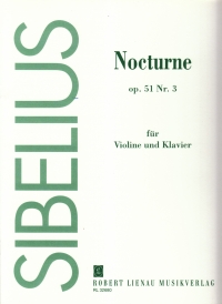 Sibelius Nocturne Op51 No 3 Violin & Piano Sheet Music Songbook