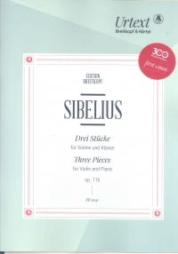 Sibelius Three Pieces For Violin & Piano Op116 Sheet Music Songbook