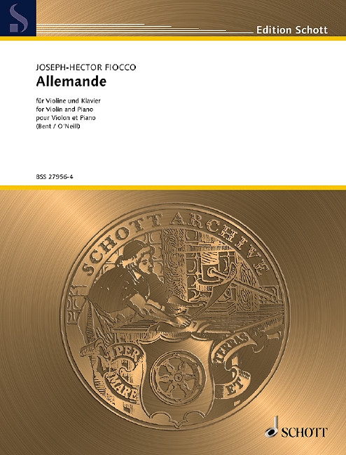 Fiocco Allemande Violin & Piano Schott Archive Ed Sheet Music Songbook