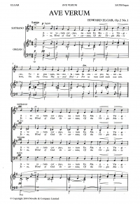 Ave Verum Corpus Elgar Latin/english Satb Sheet Music Songbook