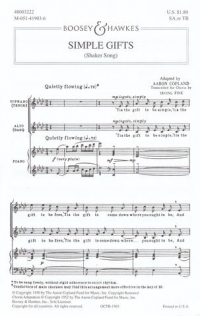Simple Gifts (shaker Song) Copland Sa Or Tb Sheet Music Songbook