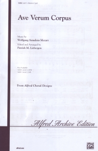 Ave Verum Corpus Mozart/liebergen Unison/2pt Sheet Music Songbook