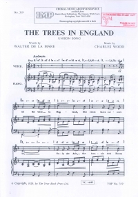 Trees In England Wood Unison Sheet Music Songbook