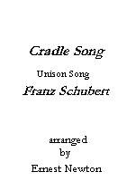 Cradle Song Unison Newton/swinyard Sheet Music Songbook