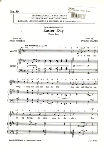 Easter Day Unison Sharpe/roberts Sheet Music Songbook