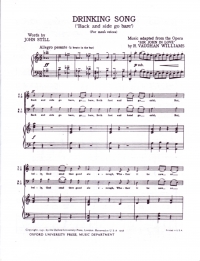 Drinking Song Vaughan Williams Ttbb Sheet Music Songbook