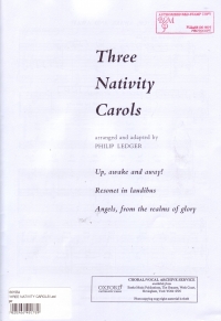 Three Nativity Carols Ledger Sheet Music Songbook