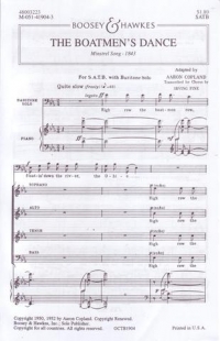 Boatmens Dance Copland Baritone Solo/satb Sheet Music Songbook