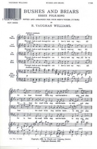 Bushes And Briars Vaughan Williams Ttbb Sheet Music Songbook
