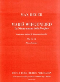 Reger Maria Wiegenlied Op76/52 Ssa Sheet Music Songbook