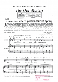 Come See Where Golden Hearted Spring Handel Unison Sheet Music Songbook