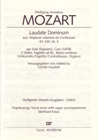 Laudate Dominum Mozart Satb Vocal Score Sheet Music Songbook