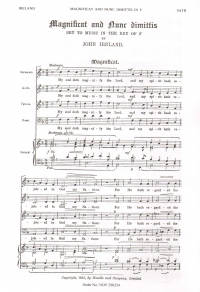 Magnificat & Nunc Dimittis Ireland Key F Satb/org Sheet Music Songbook