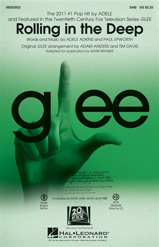Rolling In The Deep Adele/glee Arr Brymer Sab/pft Sheet Music Songbook