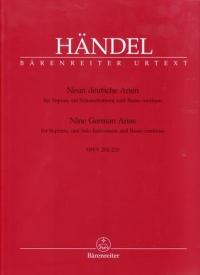 Handel Nine German Arias Sop Vln Fl/ob & Bc Sheet Music Songbook