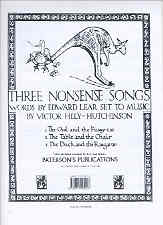 Hely-hutchinson Three Nonsense Songs Sheet Music Songbook