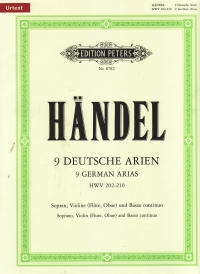 Handel 9 German Arias P8782 Sheet Music Songbook