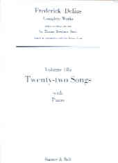 Delius Songs 22 With Piano Complete Works Vol 18a Sheet Music Songbook