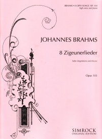 Brahms Gipsy Songs (8) Op103 High Voice Sheet Music Songbook