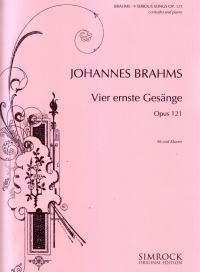 Brahms 4 Serious Songs Op121 Alto & Piano Sheet Music Songbook