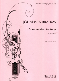 Brahms 4 Serious Songs Op121 Bass & Piano Sheet Music Songbook