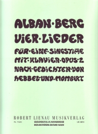 Berg Lieder (4) Op2 Medium Voice & Piano Sheet Music Songbook