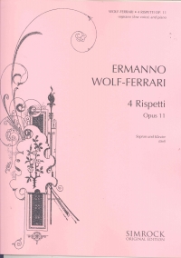Wolf-ferrari 4 Rispetti Op11 Low Voice & Piano Sheet Music Songbook