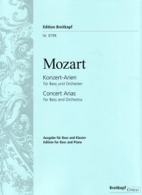 Mozart Concert Arias Bass & Piano Italian Sheet Music Songbook