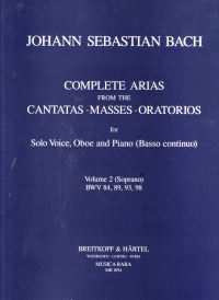 Bach Complete Arias 2 Soprano Oboe & Piano Sheet Music Songbook