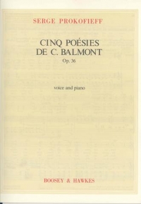 Prokofiev 5 Poesies De C Balmont Op36 Voice & Pf Sheet Music Songbook