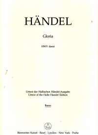 Handel Gloria (hwv Deest) Voice Orch Bass/cello Sheet Music Songbook