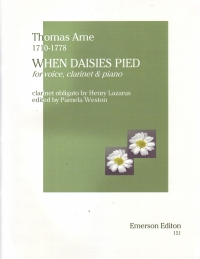Arne When Daisies Pied Soprano/clarinet & Piano Sheet Music Songbook