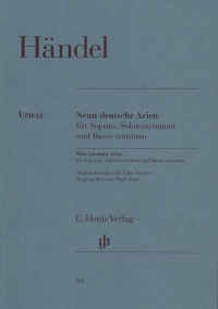 Handel Nine German Arias Soprano Solo Inst Bc High Sheet Music Songbook
